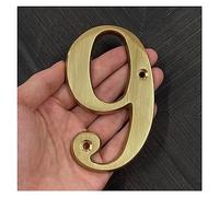 Housesign Plaque Door Number Street 4 Inch 100mm Solid Brass Modern House Number Apartment Door Numbers Home Number Mailbox Address Outdoor Sign Plates (Color : No.9, Size : 10cm)
