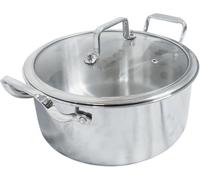 Housetronics 28cm Stainless Steel Casserole with Glass Lid, Stock Pot Cookware, Induction Saucepan, 3-Layered Pot for Even Heat Distribution, Oven & Dishwasher Safe, Eco-Friendly & Healthy Cooking
