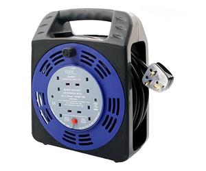 Housetronics 4 Way Gang 25M Extension Reel Heavy Duty Cassette Lead Cable Mains Socket 20A Metre Suitable for Indoor & Outdoor Use | Bag Shape | Appliance Connecter