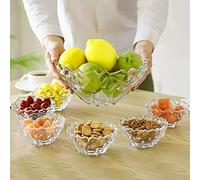 Housetronics 7 Piece Trifle Bowl Set Decorative Crystal Glass Fruit Bowl Salad Dessert Ice Cream Serving Bowls Crystal Effect Glass Fruit Trifle Sundae Glasses Cocktail Serving Bowls