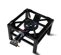 Housetronics Cast Iron Steel Gas Burner Stove - Heavy Duty Powerful Heat, Uses LPG, butane and Propane, Black Cooker for Catering, Camping, Outdoor Parties, Weddings & Outdoor Party (Double Keys)