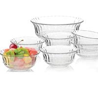 Housetronics Glass Trifle Bowls Footed Large 7 Piece Set Dessert Mini Trifle Fruit Salad Stem Dishes Cut Glass Serving Bowls Deep Sundae Pudding Ice Cream Prawn Cocktail Salad Bowls
