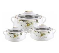 Housetronics Insulated Casserole Dishes | Serving Dishes With Glass Lid | Stainless Steel Inner | Keep Food Warm | Thermal Food Container | Hot Pot | Set of 3 (1.0, 1.5 & 2.0 Litres)