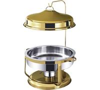 Housetronics Stainless Steel Chafing Dish for Buffet with Hanging Cover, 8Qt/9L Round Buffet Chafer Gold Chafing Dish for Buffet, Food Warmer for Parties, Birthday, Holiday Parties, Church Events