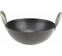 Housetronics Traditional Natural Iron Karahi Kadai Kadhai Iron Wok Balti Dish with Handles Heavy Duty Round Base | 7 Inch