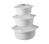 HouseVibe 3 Pieces Microwave Bowls with Lids BPA-Free PP Plastic Food Storage Containers Set for Cereal Soup Pasta (7.28, 8.66, 9.84 inch)