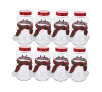HouseVibe 8Pcs Christmas Snowman Bottles, 500ml Candy Containers, Snowman Drinking Jug for Xmas Kids Milk Juicing Water Beverage- Green