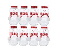 HouseVibe 8Pcs Christmas Snowman Bottles, 500ml Candy Containers, Snowman Drinking Jug for Xmas Kids Milk Juicing Water Beverage- White
