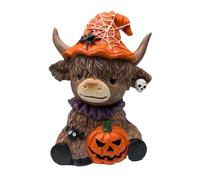 HouseVibe Cattle Figurine, Funny Animal Sculpture and Collector's Figure, Hand-Painted Synthetic Resin Statue for Table Decoration and Farmhouse Decor- Style a