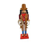 HouseVibe Christmas Nutcracker Figurine Wooden Soldier Table Centerpiece Holiday Decor Height 14.96inch Festive Ornament- Cowboy