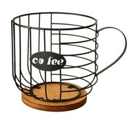 HouseVibe Coffee Capsule Holder with Handle, Large Container for 40+ Pods, Iron & Wood Organizer for Kitchen, Office, Living Room- Black