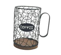 HouseVibe Coffee Capsule Organizer with Lid, Large Capacity Wire Container for Nespresso Dolce Gusto Tassimo Vertuo, Gold Bar Accessories for Coffee Shop Counter- Black without lid