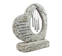 HouseVibe Heart Shaped Pet Memorial Stone with Wind Chime Outdoor Dog Cat Grave Marker Headstone Gravestone Garden Monument Loss of Pet Gift