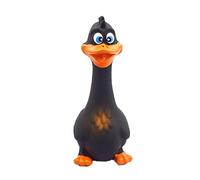 HouseVibe Rubber Chicken Duck Squeaky Dog Toy for Small Medium Large Breeds Chew Play Anxiety Relief Latex Squeeze Toy 6.7x2.4 Inch- Brown