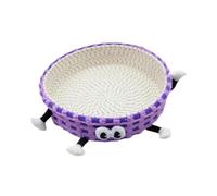 HouseVibe Woven Cat Bed and Scratcher Basket, Breathable Rope Pet Sleeping House for Cats and Small Dogs, Scratch Resistant, 16.14x16.14x3.94 inch- Purple