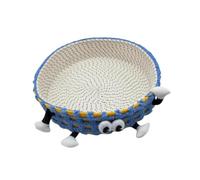 HouseVibe Woven Cat Bed and Scratcher Basket, Breathable Rope Pet Sleeping House for Cats and Small Dogs, Scratch Resistant, 16.14x16.14x3.94 inch- Blue