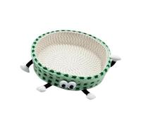 HouseVibe Woven Cat Bed Basket Cat Scratcher Furniture Protector Versatile Sleeping House for Small Pets Dogs 16.14x16.14x3.94 inch- Green