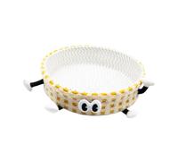HouseVibe Woven Cat Bed Basket Cat Scratcher Furniture Protector Versatile Sleeping House for Small Pets Dogs 16.14x16.14x3.94 inch- Yellow
