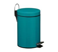 Housewares 506429 Pedal Bin Turquoise Kitchen Bin Stainless Steel Bathroom Bin Pedal Push Kitchen Bins Recycling Bins 3 L, H26 x W17 x D23cm