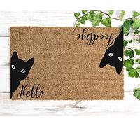 Housewarming Hello Goodbye Cat Door Mat New Home Wedding Birthday Gift Doormat Gift Door Porch Decor Funny Indoor Outdoor Doormat Cute Bathroom Doormat Shoe Mat Porch 40x60cm