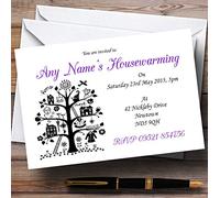 Housewarming Party Invites Purple White and Black Housewarming Party Personalised Invitations with Envelopes - Any Custom Text for Any Occasion