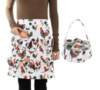 Housewife Farmhouse Kitchen Workwear, Egg Collecting Apron & Basket Set, 12 Pockets Apron & 7 Pockets Basket, Egg Egg Gathering Carriers, Durable Canvas for Chicken Duck Goose Eggs