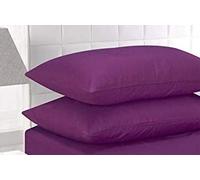 Housewife Pillow Cases 2 Pack Bedroom | Pillow Covers | Polycotton Plain Dyed Housewife Bedding Pillowcases Pair - 50x75cm (Aubergine)