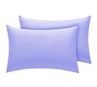 Housewife Pillow Cases 2 Pack Bedroom | Pillow Covers | Polycotton Plain Dyed Housewife Bedding Pillowcases Pair - 50x75cm (Lilac)