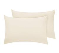 Housewife Pillow Cases 2 Pack Bedroom | Pillow Covers | Polycotton Plain Dyed Housewife Bedding Pillowcases Pair - 50x75cm (Cream)