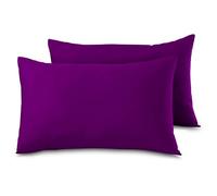 Housewife Pillow Cases 2 Pack Bedroom | Pillow Covers | Polycotton Plain Dyed Housewife Bedding Pillowcases Pair With Envelope Closure - 48X74Cm (Berry)