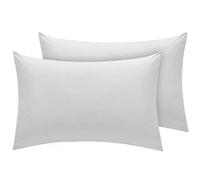 Housewife Pillow Cases 2 Pack Bedroom | Pillow Covers | Polycotton Plain Dyed Housewife Bedding Pillowcases Pair - 50x75cm (Silver)