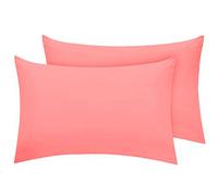 Housewife Pillow Cases Pack of 4 Bedroom | Pillow Covers | Polycotton Plain Dyed Housewife Bedding Pillowcases - 50x75cm (Pink)