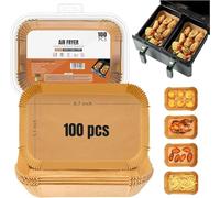 Housezy Air Fryer Liners Disposable 8.7x5.5 Inch 100pcs Rectangular, Non-Stick Baking Parchment Paper Liners, Compatible with Ninja, Tower and Other Dual Zone Air Fryers (5.5 Inch 100pcs Rectangle)