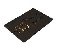 Housics House Number Plaque Black Acrylic Gold Mirror Laser Cut