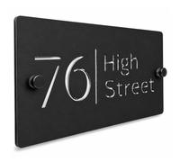 Housics House Number Plaque Black Acrylic Silver Mirror Front Door