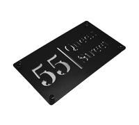 Housics House Number Plaque Black Acrylic Silver Mirror Laser Cut