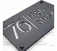 Housics House Number Plaque Grey Acrylic Silver Mirror Front Door