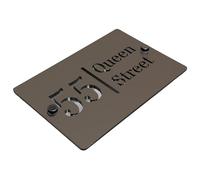 Housics House Number Plaque Grey Acrylic Silver Mirror Laser Cut