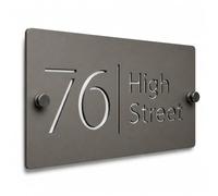 HOUSICS House Numbers Plaques, Matt Grey Acrylic, Silver Mirror Numbers