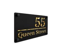 Housics Personalised House Number Plaque Black Acrylic Gold Mirror