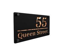Housics Personalised House Number Plaque Black Acrylic Rose Gold Mirror