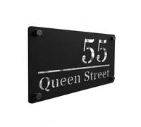 Housics Personalised House Number Plaque Black Acrylic Silver Mirror