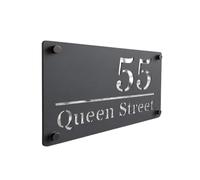 Housics Personalised House Number Plaque Grey Acrylic Silver Mirror