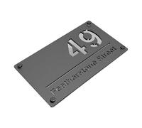 Housics Personalised House Number Plaque Grey Acrylic Silver Mirror