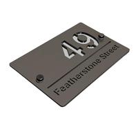 Housics Personalised House Number Plaque Grey Acrylic Silver Mirror