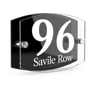 Housics Personalised House Number Sign, Black Acrylic, 200x130mm, Design 11