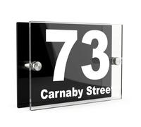 Housics Personalised House Number Sign, Black Acrylic, 200x130mm, Design 7