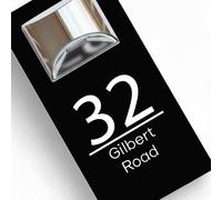 Housics Personalised House Numbers Plaques with Solar Light - Waterproof Composite Aluminium door number plaques for wall, Custom House sign with House Number & Street Name (160mm x 280mm, Black)