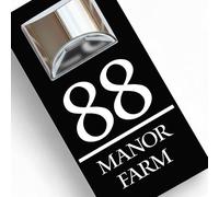 Housics Personalised House Numbers Plaques with Solar Light - Waterproof Composite Aluminium Door Number Plaques for Wall, Custom House Sign with House Number & Street Name (160mm X 280mm, Black)