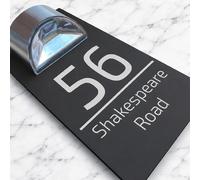 Housics Personalised House Numbers Plaques with Solar Light - Waterproof Composite Aluminium Door Number Plaques for Wall, Custom House Sign with House Number & Street Name (160mm X 280mm, Grey)